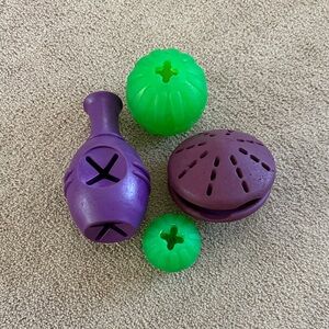 Interactive Purple and Green Dog Treat Puzzle Toy Set Brain Games